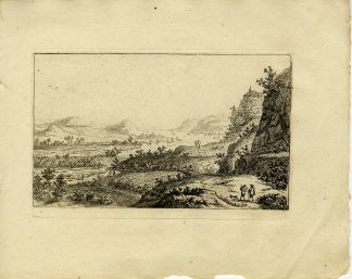 Antique Master Print-RIVER-LANDSCAPE-WALKERS-CLIFF-VISTA-Almeloveen-1810