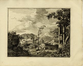 Antique Master Print-ARCADIAN-RIVER-LANDSCAPE-CITY-BRIDGE-VASE-Schenk-1811