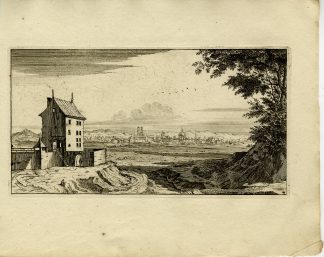 Antique Master Print-RUSTIC-HOUSE-CITY-PANORAMA-LANDSCAPE-Le Clerc-1810
