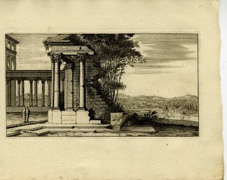 Antique Master Print-ROMAN-TEMPLE-RUINS-CLASSICAL-LANDSCAPE-Le Clerc-1810