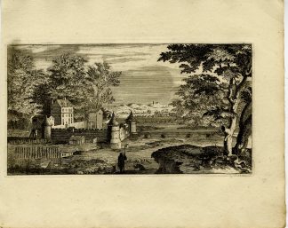 Antique Master Print-COUNTRY-HOUSE-GENTLEMAN-BRIDGE-LANDSCAPE-Le Clerc-1810