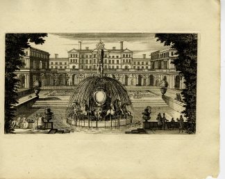 Antique Master Print-PALACE GARDEN-FOUNTAIN-HOTEL DE BERINGHEN-Le Clerc-1810