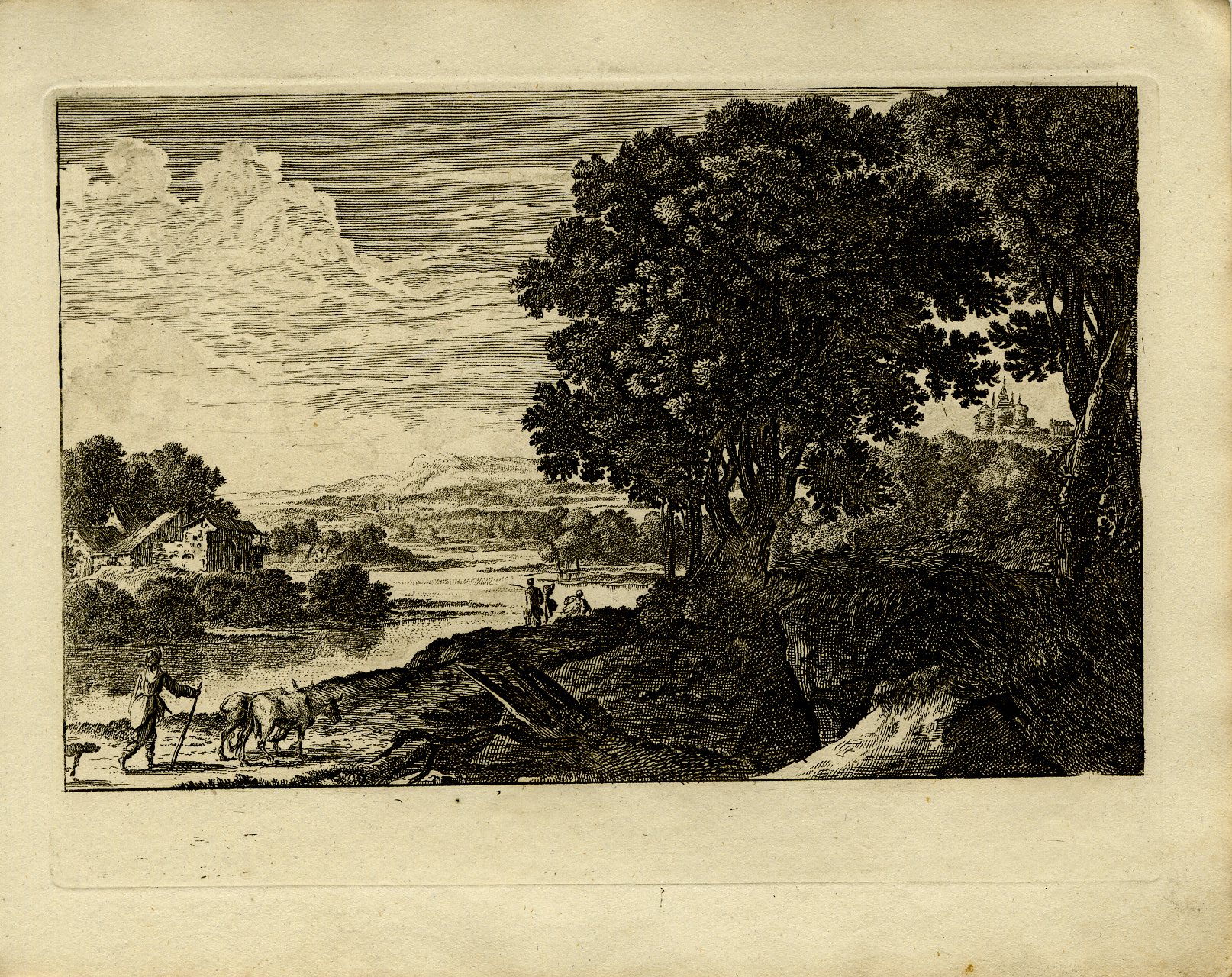 Pictura 13750 416x330 Antique Master Print-RIVER-LANDSCAPE-HERDSMAN-CATTLE-WATERFALL-Perelle-1810