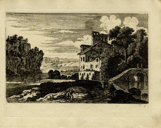 Antique Master Print-HOUSE-NEAR-RIVER-PASTORAL-LANDSCAPE-BRIDGE-Perelle-1810