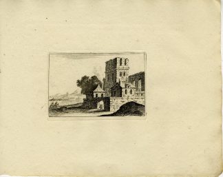 Antique Master Print-TWO-RIDERS-WALL-TOWER-LANDSCAPE-Anonymous-1810