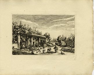 Antique Master Print-LA PETITE FERME-SMAL FARM-PEASANTS-Collignon-Callot-1810