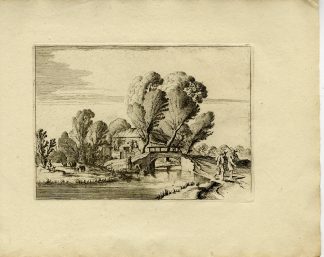 Antique Master Print-TRAVELLERS-CANAL-BRIDGE-FARMHOUSE-LANDSCAPE-Scheyndel-1810