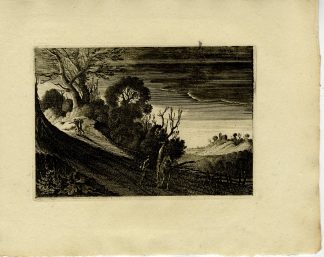 Antique Master Print-DUTCH-NOCTURNAL-LANDSCAPE-RIDER-PATH-DUSK-Scheyndel-1810