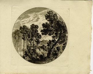 Antique Master Print-ITALIANATE-LANDSCAPE-WITH FOUNTAIN-Danckerts I-Perelle-1810