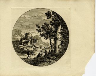 Antique Master Print-ITALIANATE-COASTAL-LANDSCAPE-RUINS-Danckerts I-Perelle-1810