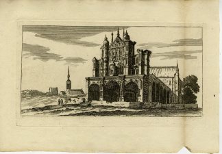 Rare-Antique Master Print-CHURCH S.MICHEL-DIJON-LANDSCAPE-Perelle-Silvestre-1810
