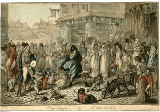 Antique Master Print-DOGS-DANCING-LA-DANSE-DES-CHIENS-Levachez-Vernet-1800