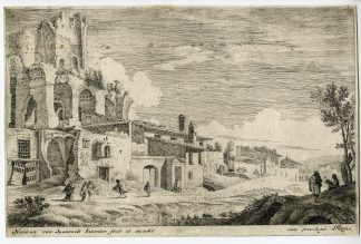 Antique Master Print-ITALIANATE LANDSCAPE-ARTIST SKETCHING-Swanevvelt-c.1640