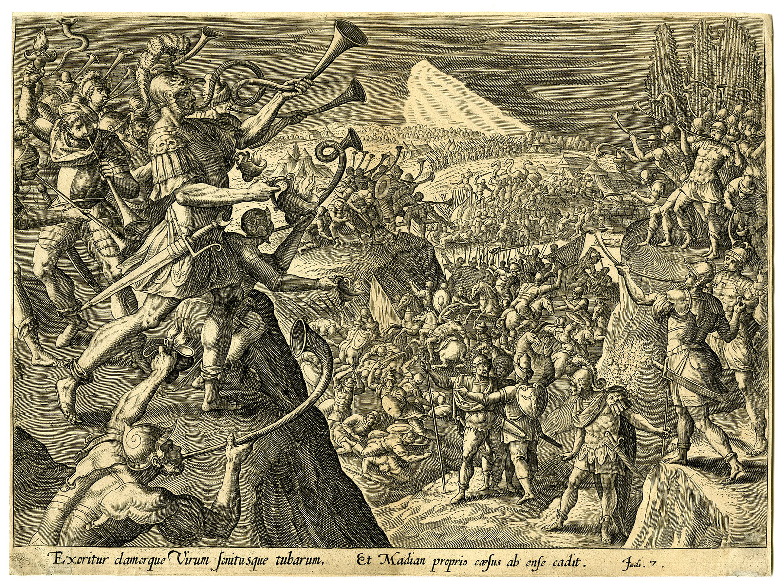 Pictura 14042 416x312 Antique Master Print-GIDEON-ATTACK-MIDIANITES-BIBLE-OLD-TESTAMENT-Jode-De Vos-1585