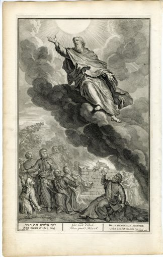 Antique Print-BIBLE-GENESIS-ASCENSION OF ENOCH-GOD-HEAVEN-Mulder-de Hondt-1728