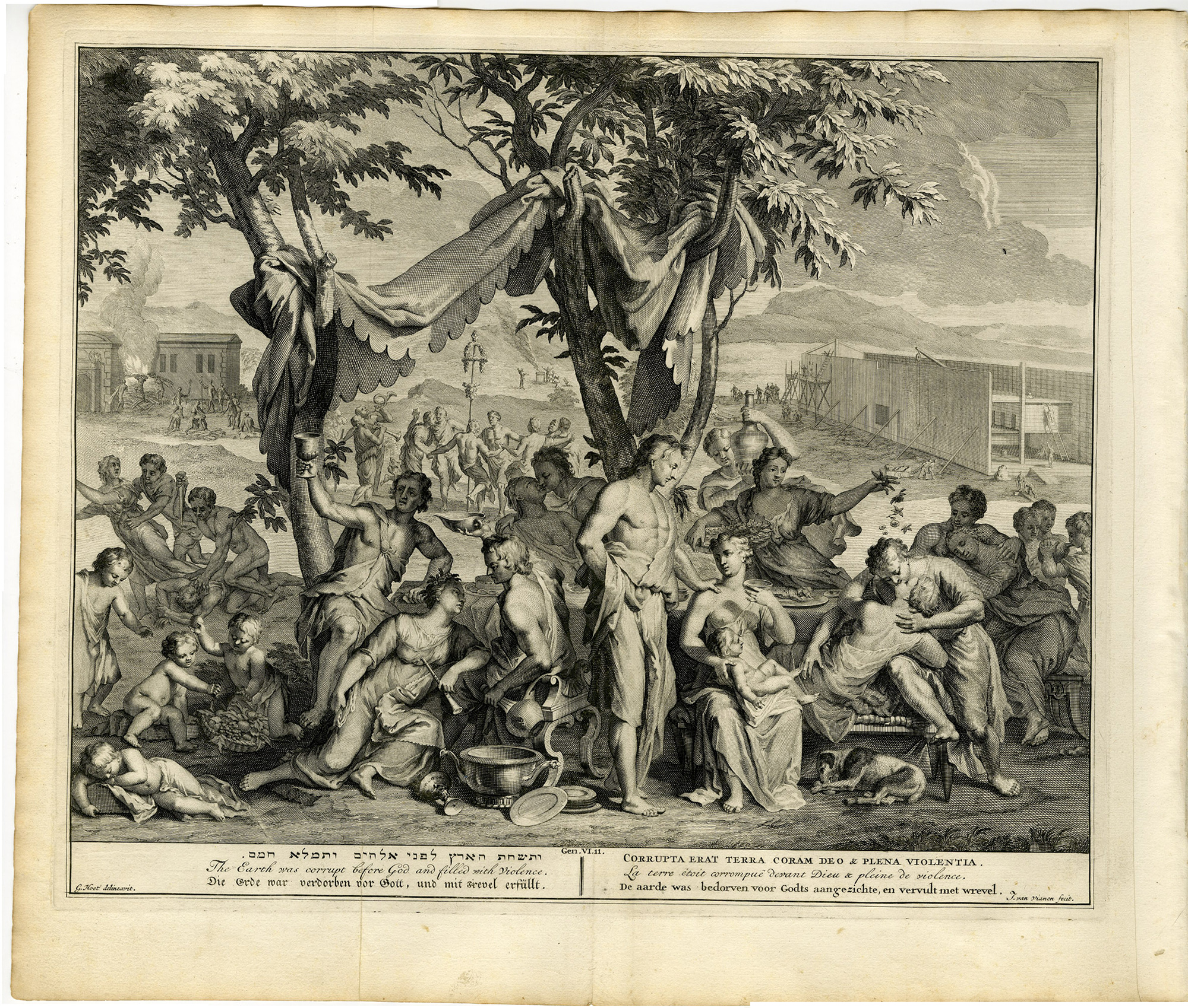 Pictura 14192 416x353 Antique Print-BIBLE-GENESIS-CORRUPT EARTH-MORAL DECAY-van Vianen-de Hondt-1728
