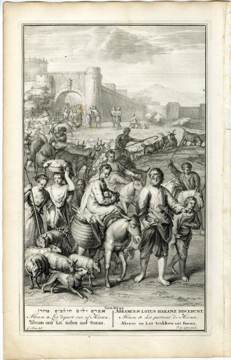 Antique Print-BIBLE-GENESIS-ABRAHAM-LOT-HARAN-HARAM-de Later-de Hondt-1728