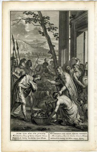 Antique Print-BIBLE-GENESIS-MELCHIZEDEK-ABRAHAM-BLESSING-de Blois-de Hondt-1728