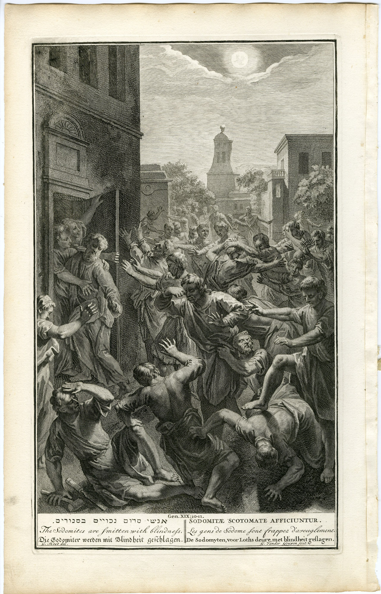 Pictura 14214 416x649 Antique Print-BIBLE-GENESIS-SODOMITES-BLINDNESS-LOT-ANGELS-Gouwen-de Hondt-1728