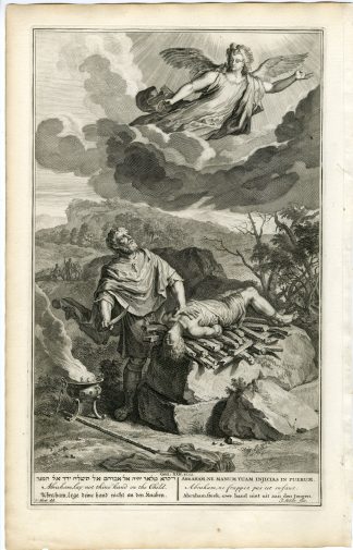 Antique Print-BIBLE-GENESIS-ABRAHAM-ISAAC-SACRIFICE-ANGEL-Mulder-de Hondt-1728