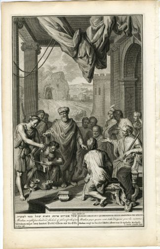 Antique Print-GENESIS-ABRAHAM-400 SHEKELS-CAVE-MACHPELAH-Gouwen-de Hondt-1728