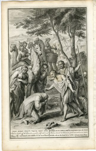Antique Print-BIBLE-GENESIS-REBEKAH-CAMEL-VEIL-ISAAC-Gouwen-de Hondt-1728
