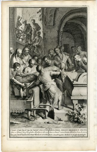 Antique Print-GENESIS-ISAAC-ISHMAEL-ABRAHAM-BURIAL-MACHPELAH-Gouwen-Hondt-1728