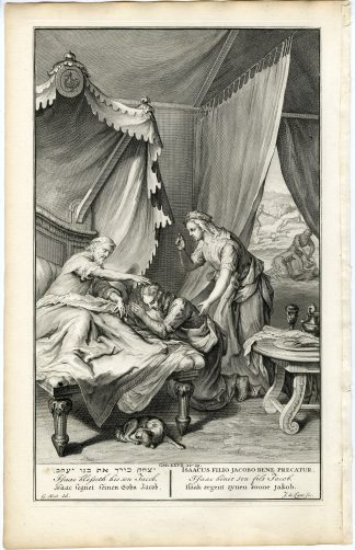 Antique Print-BIBLE-GENESIS-ISAAC-BLESSING-JACOB-de Later-de Hondt-1728