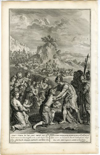 Antique Print-GENESIS-JACOB-ESAU-REUNION-FALLING-CAMEL-Mulder-de Hondt-1728