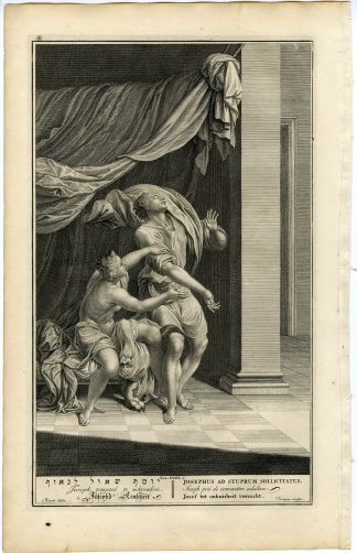 Antique Print-GENESIS-JOSEPH-SEDUCTION-POTIFAR'S WIFE-Surugue-de Hondt-1728
