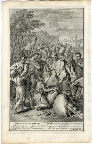 Antique Print-GENESIS-JOSEPH'S CUP-IN BENJAMIN'S SACK-van Buysen-de Hondt-1728