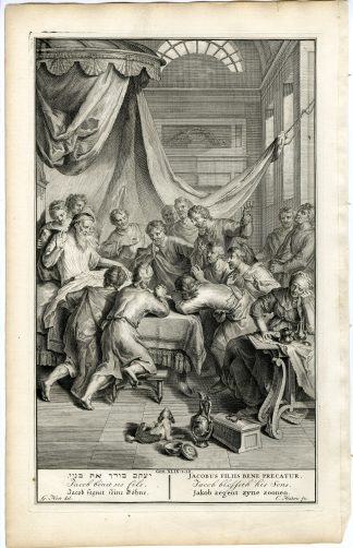Antique Print-BIBLE-GENESIS-JOSEPH  BLESSES HIS SONS-Huyberts-de Hondt-1728