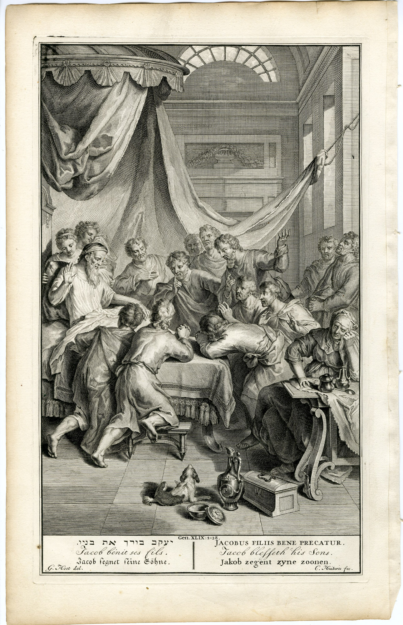 Pictura 14264 416x644 Antique Print-BIBLE-GENESIS-JOSEPH BLESSES HIS SONS-Huyberts-de Hondt-1728