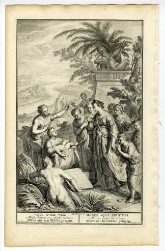 Antique Print-BIBLE-EXODUS-BABY MOSES-BASKET-NILE RIVER-Mulder-de Hondt-1728