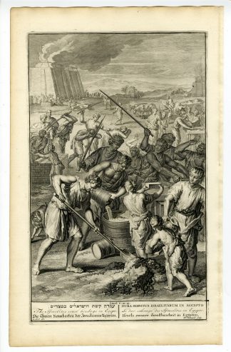 Antique Print-EXODUS-ISRAELITES-BONDAGE-EGYPT-MAKING BRICKS-Bernards-Hondt-1728