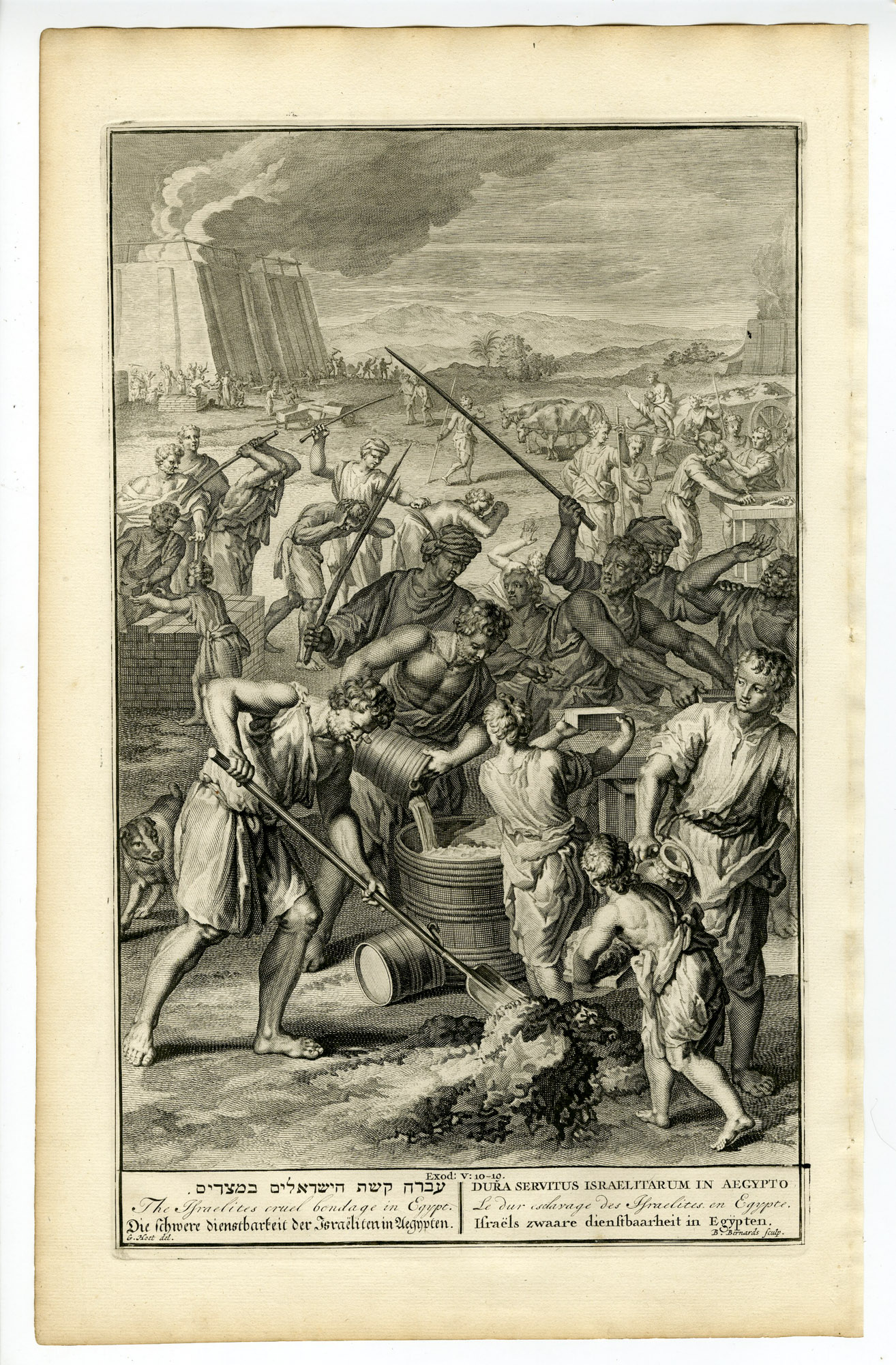 Pictura 14384 416x633 Antique Print-EXODUS-ISRAELITES-BONDAGE-EGYPT-MAKING BRICKS-Bernards-Hondt-1728