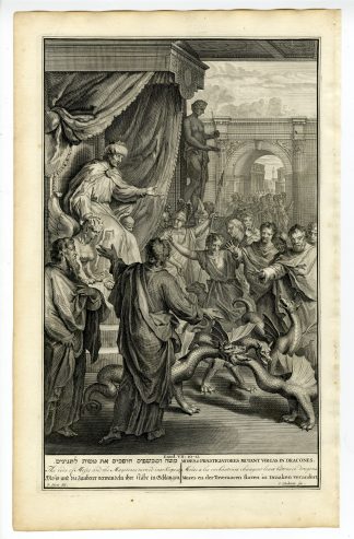 Antique Print-EXODUS-RODS-SERPENTS-MOSES-AARON-MAGICIANS-Huyberts-de Hondt-1728