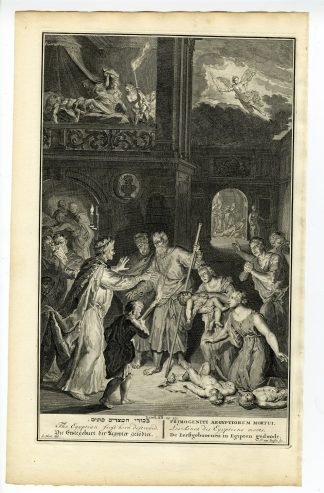 Antique Print-EXODUS-FIRST BORN KILLED-BABY-PHARAOH-PLAGUE-van Buysen-Hondt-1728
