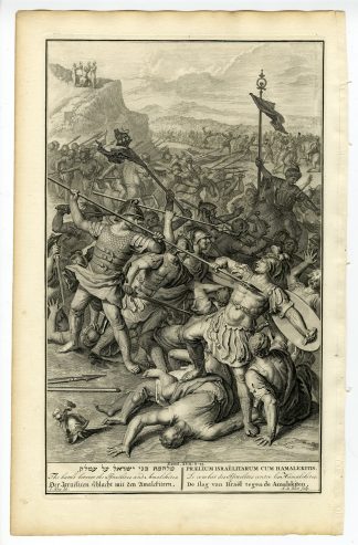 Antique Print-EXODUS-ISRAELITES-AMALEKITES-BATTLE-MOSES-de Blois-de Hondt-1728