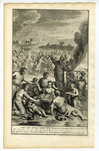 Antique Print-EXODUS-IDOLATRY-DANCE  GOLDEN CALF-Vianen-de Hondt-1728