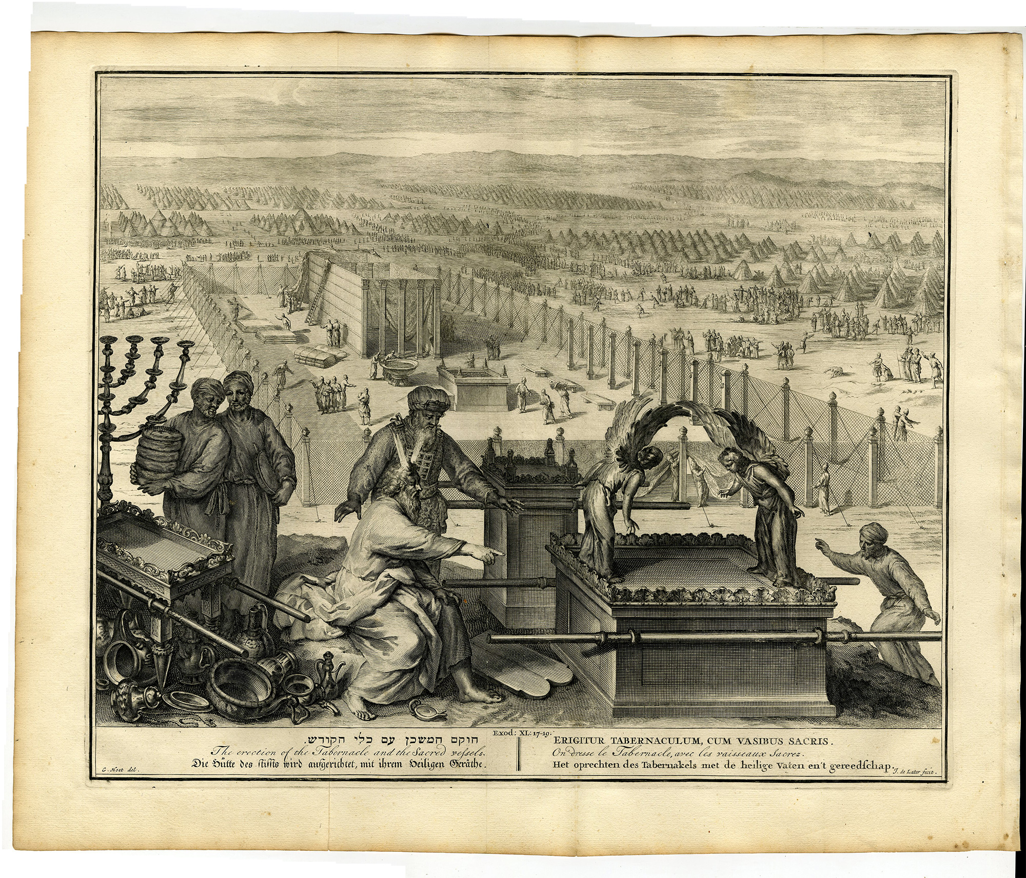 Pictura 14407 416x356 Antique Print-EXODUS-MOSES-ARK OF THE COVENANT-MENORAH-de Later-de Hondt-1728