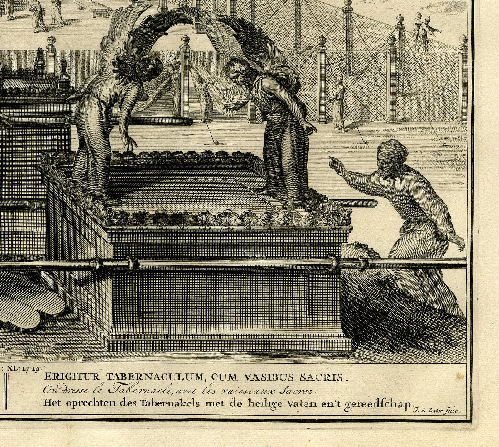 Pictura 14408 416x373 Antique Print-EXODUS-MOSES-ARK OF THE COVENANT-MENORAH-de Later-de Hondt-1728 - Image 2
