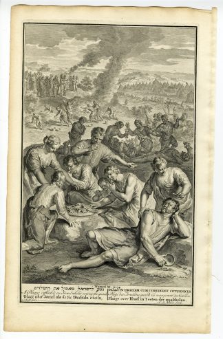 Antique Print-BIBLE-NUMBERS-ISRAELITES-PLAGUE-QUAILS-de Blois-de Hondt-1728