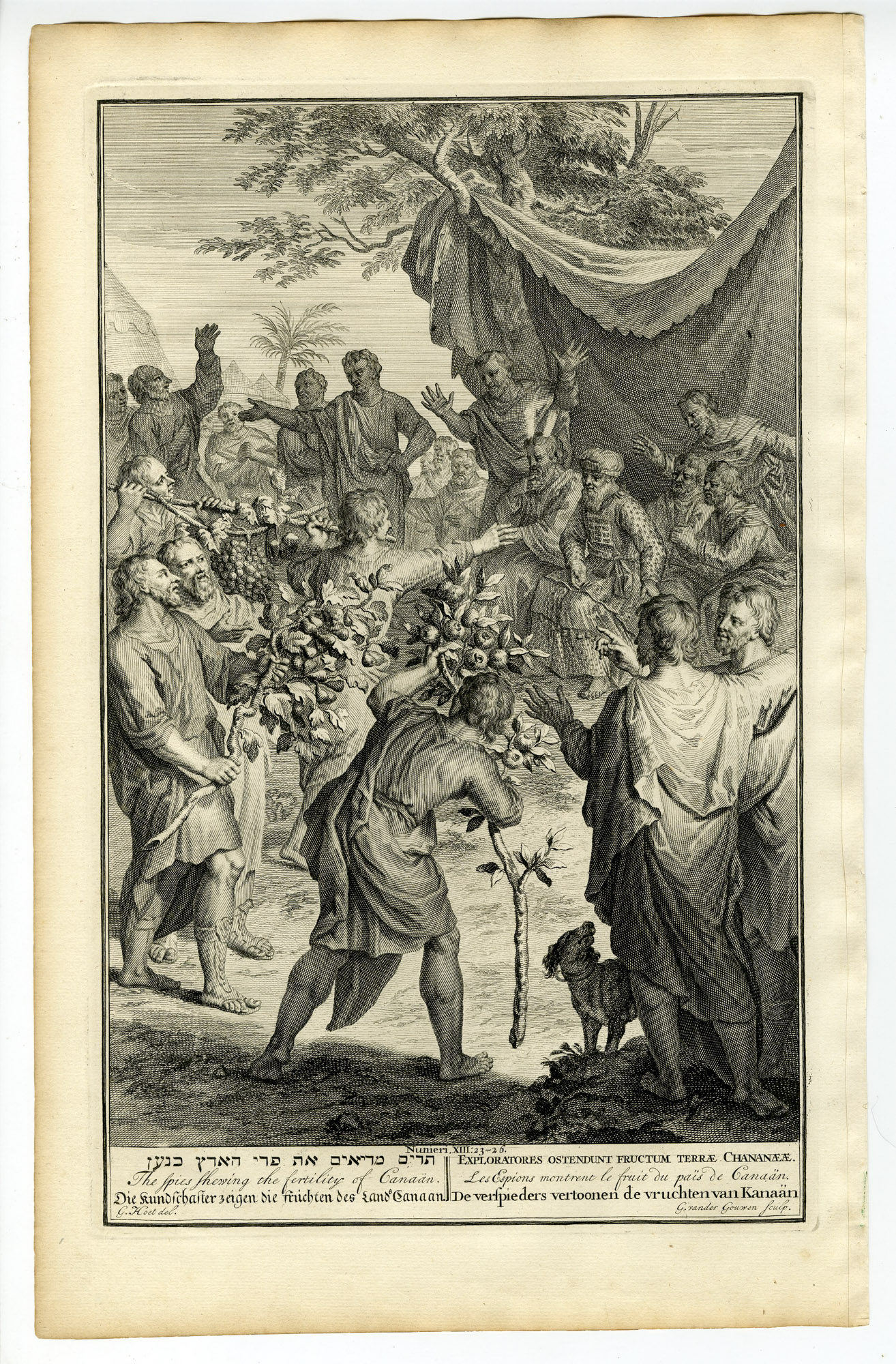 Pictura 14418 416x633 Antique Print-BIBLE-NUMBERS-MOSES-AARON-SPIES-FRUIT-CANAAN-Gouwen-de Hondt-1728