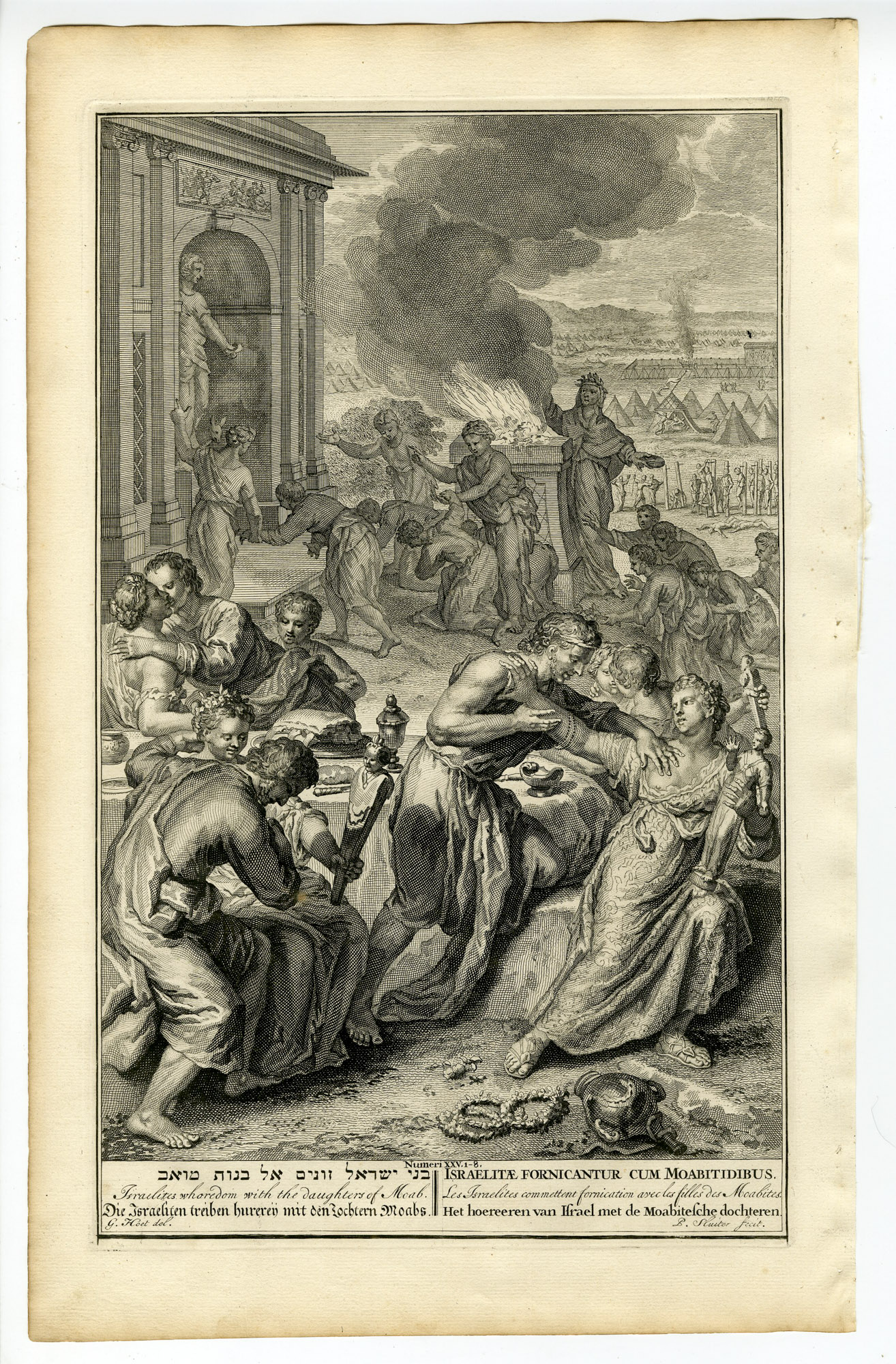 Pictura 14431 416x633 Antique Print-NUMBERS-ISRAELITES-MOABITE WOMEN-IDOL WORSHIP-Sluiter-Hondt-1728