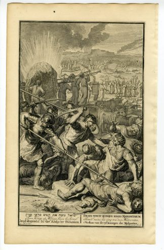 Antique Print-BIBLE-NUMBERS-5 KINGS MIDIAN-SLAIN-ISRAEL-Bernards-de Hondt-1728