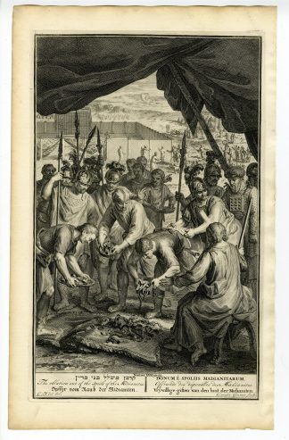 Antique Print-NUMBERS-MIDIANITES-ISRAELITES-SPOILS-OFFERING-Gouwen-de Hondt-1728