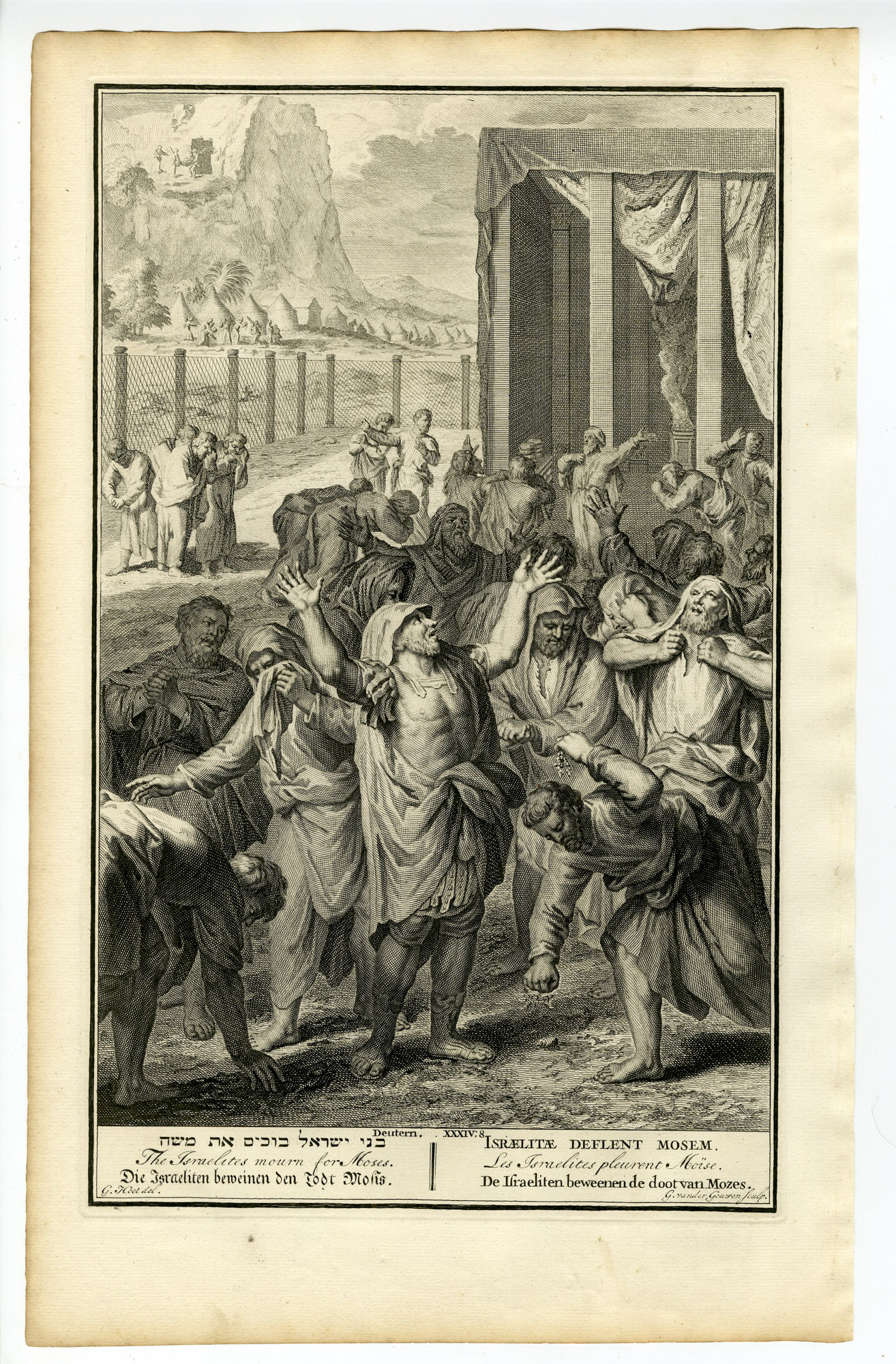 Pictura 14442 416x633 Antique Print-BIBLE-DEUTERONOMY-ISRAELITES-MOURNING-DEATH OF MOSES-Gouwen-de Hondt-1728