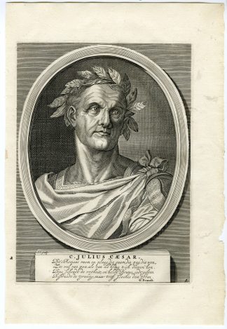 Antique Print-GAIUS JULIUS CAESAR-ROMAN EMPEROR-Vaillant-Tacitus-Hooft-1704