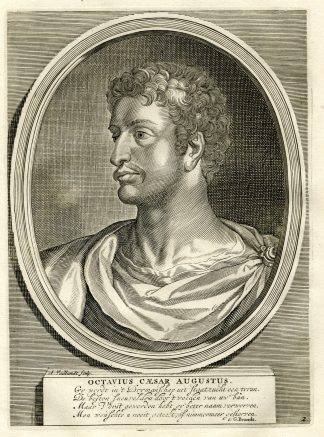 Antique Print-OCTAVIAN-OCTAVIUS-ROMAN EMPEROR-Vaillant-Tacitus-Hooft-1704